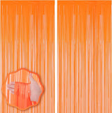 Voircoloria 2 Pack Orange Foil Fringe Backdrop Curtains, Tinsel