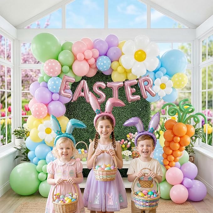 Easter Balloon Garland Kit & Easter Party Decorations with Foil