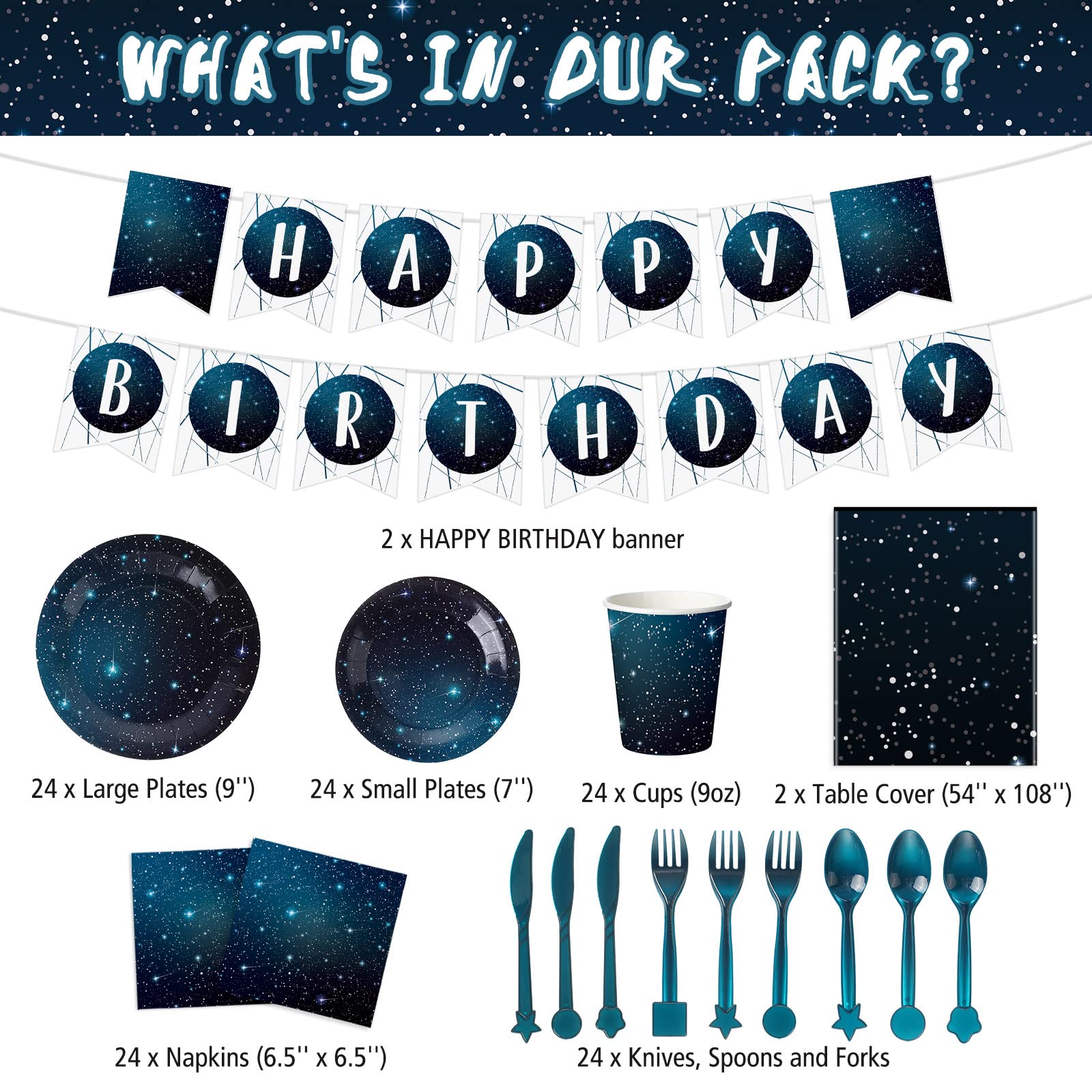 171 Pcs Galaxy Space Party Decoration Tableware Set Space Theme