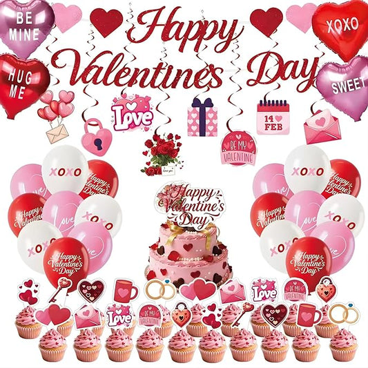 Happy Valentines Day Decorations Party Set Red Heart Decor Themed