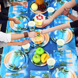 219 Pcs Beach Party Decorations Blue Summer Tropical Plate Napkin