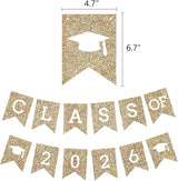 Gold Graduation Party Decoration Class Banner Hanging Pom Poms