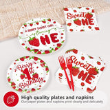 96Pcs Strawberry 1st Birthday Decorations for Girls Berry First