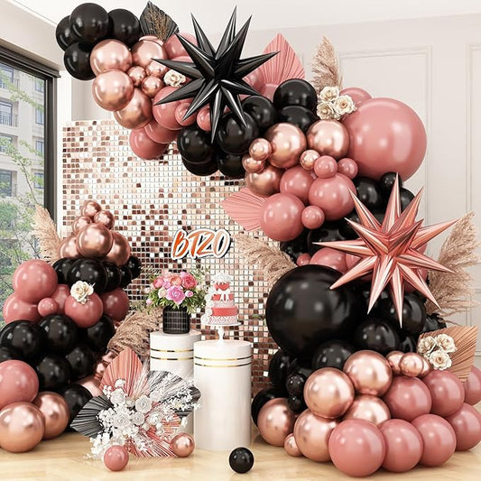 Dusty Pink and Black Balloon Arch,Blush Pink Balloon Garland with