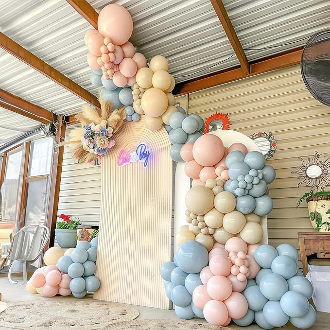 Gender Reveal Balloon Arch Kit 115Pcs Dusty Blue Blush Balloons