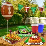 50 Piece Football Party Food Tray Box Kit 30 Oil Resistant Paper