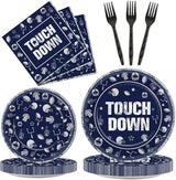 100 PCS Football Party Plates and Napkins Supplies Kit Cowboy Navy