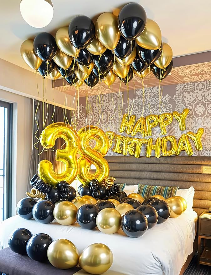 Black and Gold Balloons Arch Garland Kit 129 Pcs 18/12/10/5 In Black