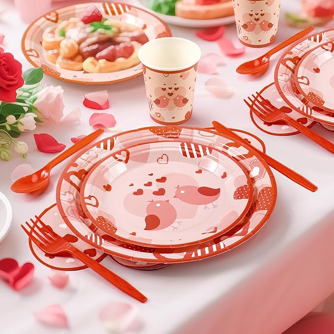 168PCS Red Love Heart Party Supplies for Valentines Galentines