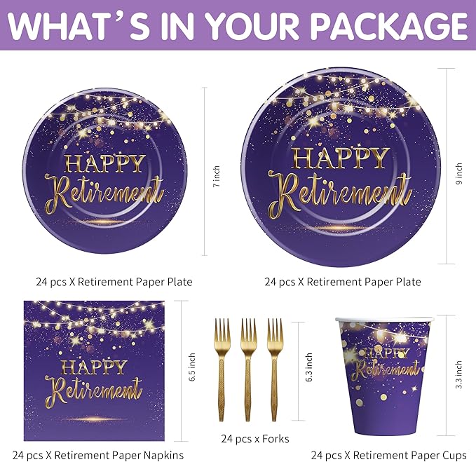 Retirement Decorations Paper Plates And Napkins Party Tableware