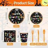 175 Pcs Halloween Tableware Party Supplies Set Serves 25 Spooky