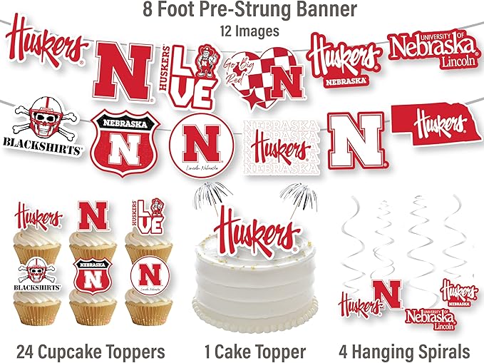 Nebraska Huskers Party Supplies for Football, Birthday Gift,