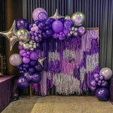Purple Balloon Garland Arch Kit, 134PCS Purple and Silver Balloons