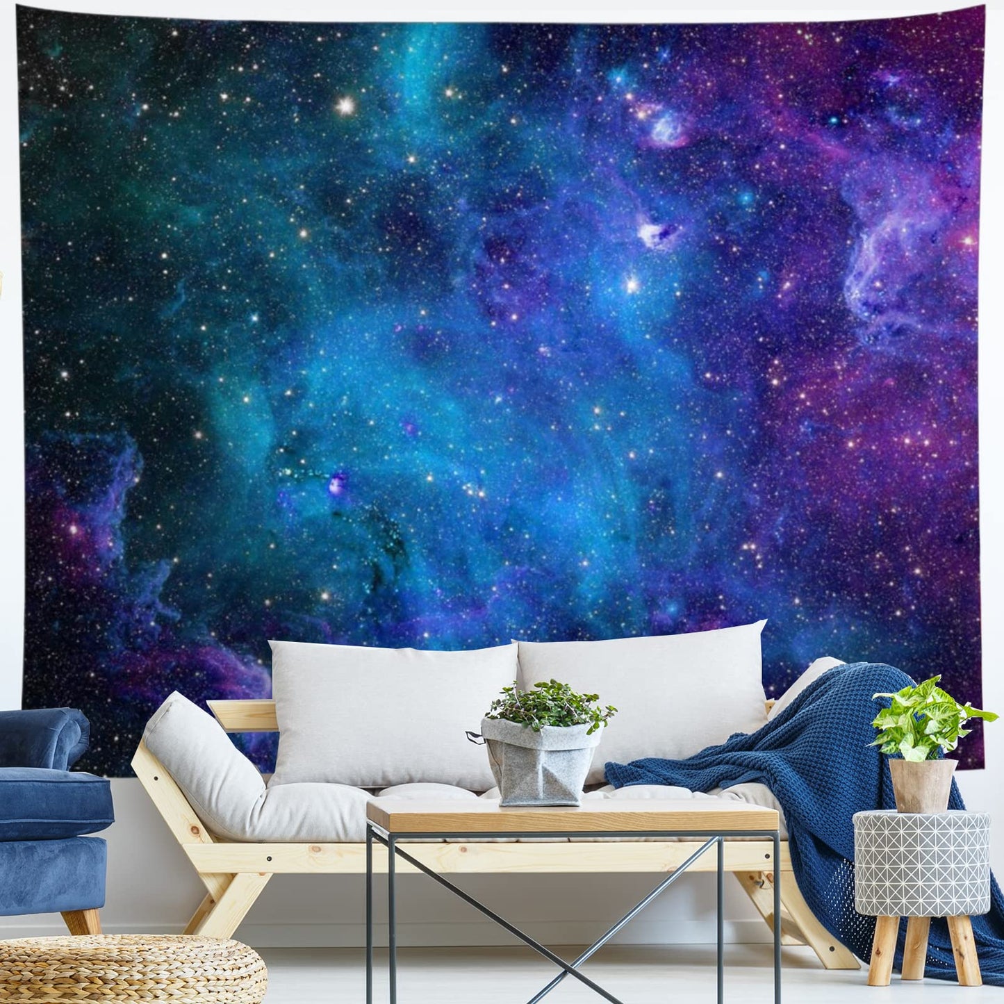 Lahasbja Galaxy Tapestry Blue Starry Sky Universe Space Tapestries