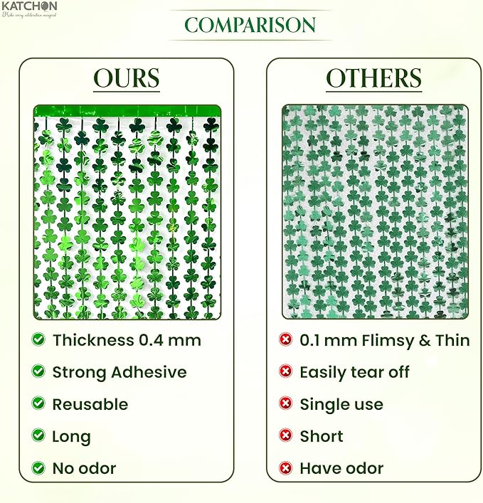 St Patrick's Day Tinsel Curtains 6.5X3.28 Pack of 3 St Patricks Day