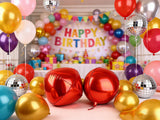 Metallic Red Round Foil Balloons, 22" Large 4D Sphere Mylar Balloons
