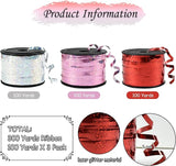 BEISHIDA Red Pink Silver Curling Ribbons Balloon String Ribbons - 3