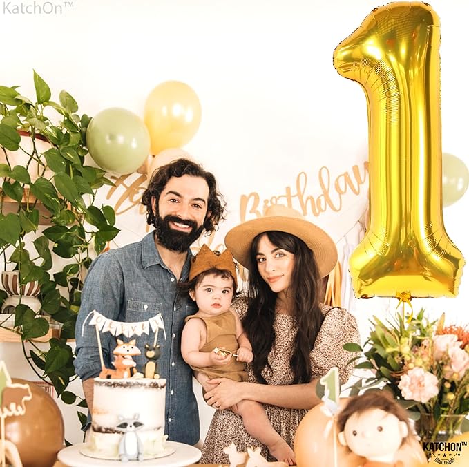 KatchOn, Gold Number 1 Balloons For First Birthday - 40 Inch | Number