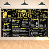 DARUNAXY 100th Birthday Black Gold Party Decoration, Back in 1926