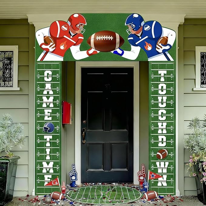 3 Pcs Football Party Decorations Porch Sign Banner Football Welcome