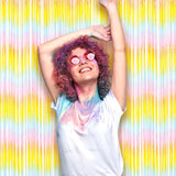 Voircoloria 3 Pack 3.3 x 8.2 ft Pastel Rainbow Foil Fringe Backdrop