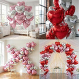 18 Inch Pink & Sliver & Red Heart Balloons 24 Pcs Valentine's Day