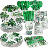 350 Pcs Luau Party Supplies Hawaiian Tropical Palm Leaves Tableware