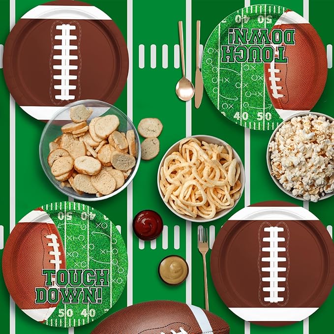 Football Party Supplies Kit Serve 48 Guests with 9 Inch Paper Plates