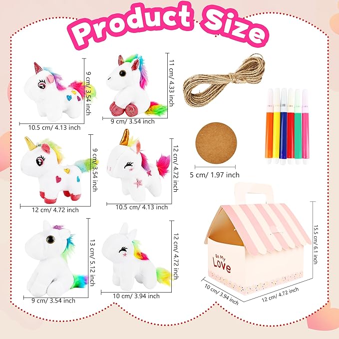 67 Pcs Unicorn Party favors Include 16 Mini Plush Unicorn Keychains