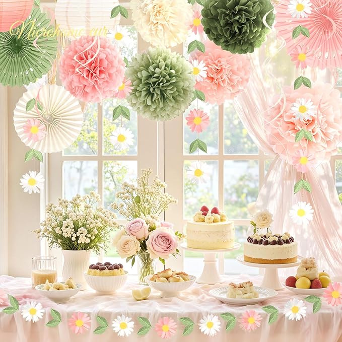 NICROHOME EUR Wedding Decorations 20 PCS Sage Green and Pink Tissue