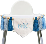 Blue One Tassel High Chair Banner First Birthday Party Decoration