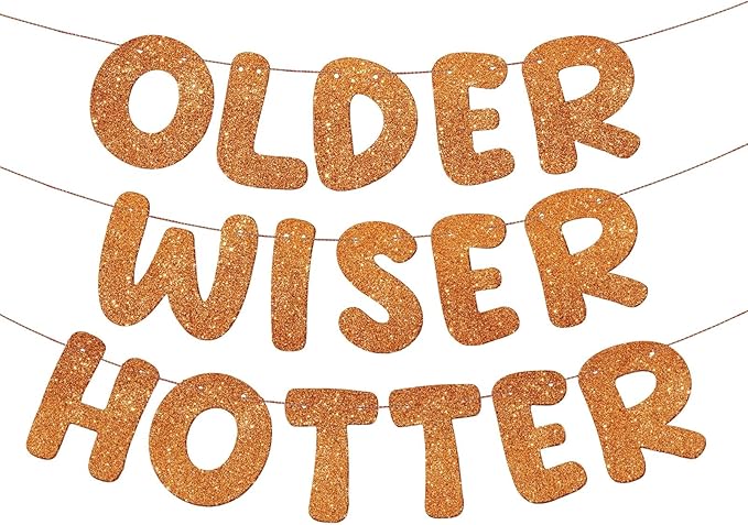 Fulmoon Set of 3 Pre Strung Older Wiser Hotter Glitter Banner Funny #6