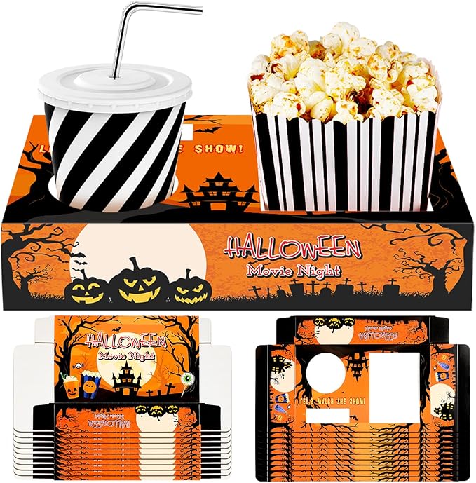 20 Pcs Halloween Movie Night Snack Trays Movie Night Paper Supplies