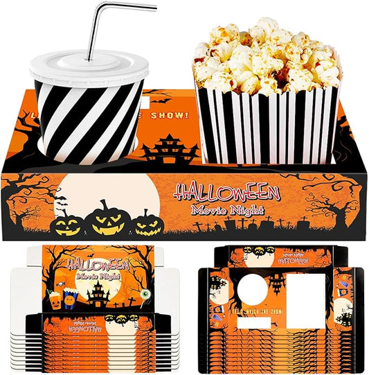 20 Pcs Halloween Movie Night Snack Trays Movie Night Paper Supplies