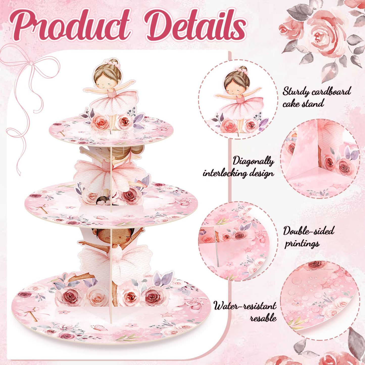 Widecook 3 Tier Ballerina Party Decoration Ballerina Cupcake Stand