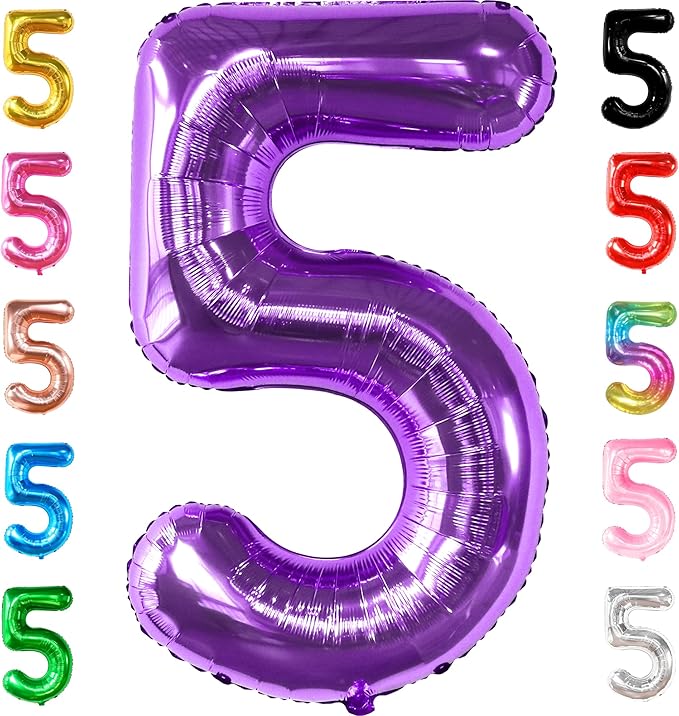 KatchOn, Giant Purple 5 Balloon Number - 40 Inch | Mylar Purple