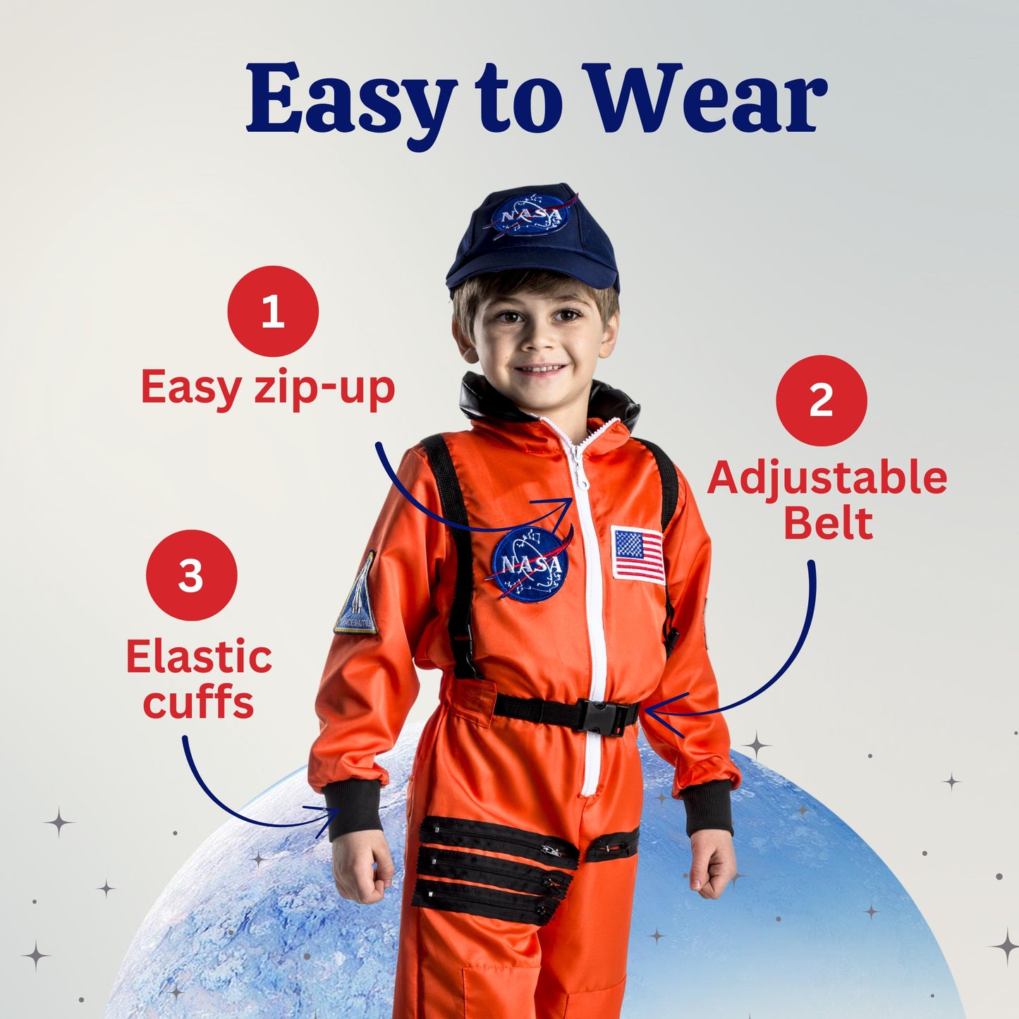 Dress Up America Kids NASA Astronaut Costume – White Space Suit with