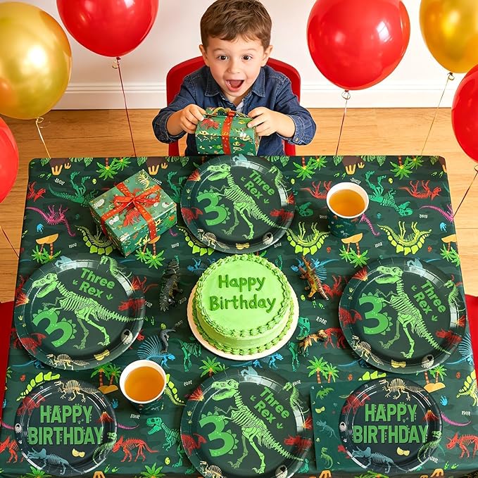 170Pcs Dinosaur Birthday Party Decorations for 3rd Boy 3 Rex