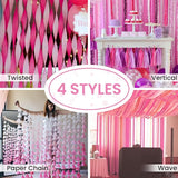 PartyWoo Pink Crepe Paper Streamers 6pcs 492ft Pack of Light Hot Dark