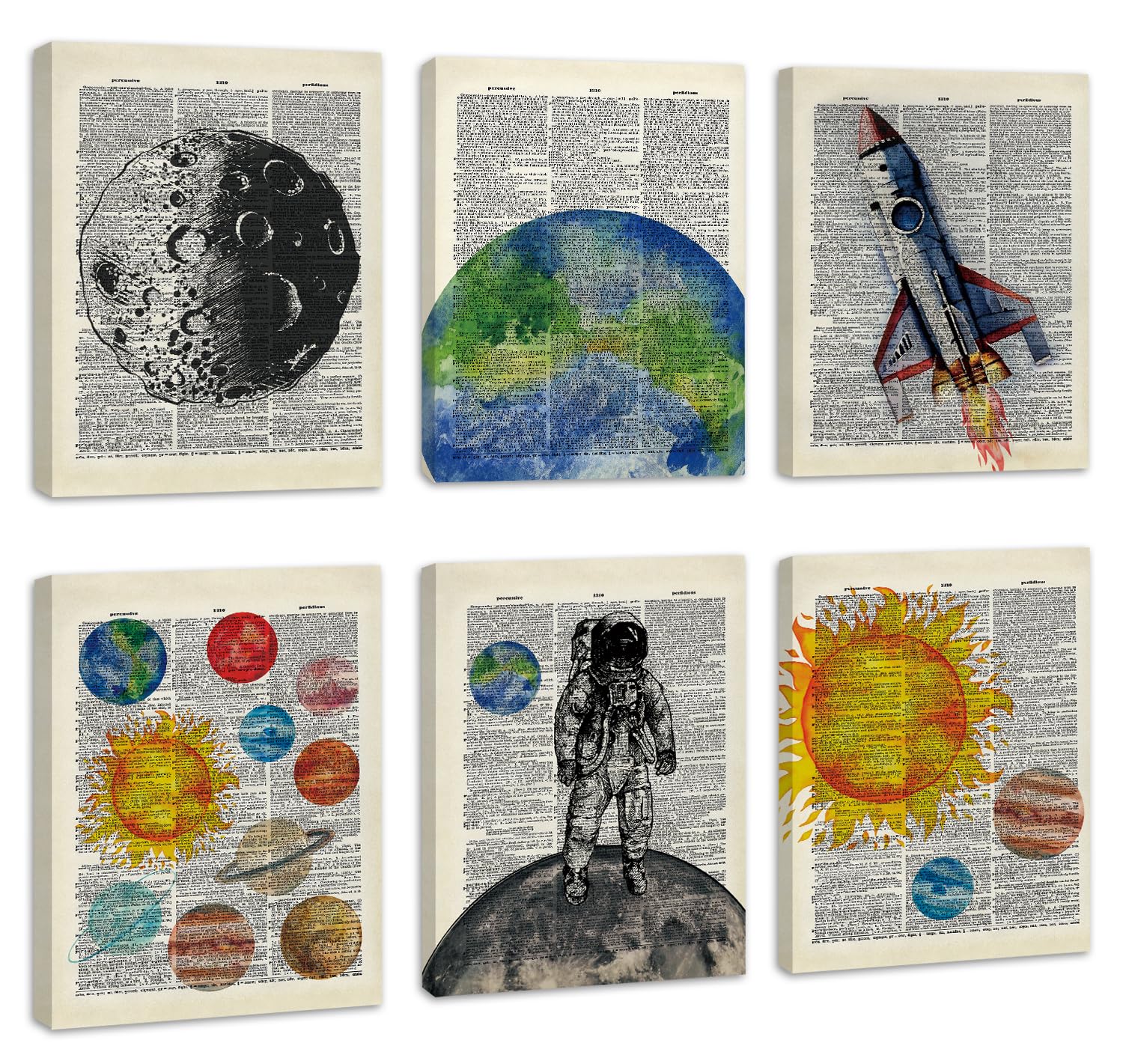 CHDITB Space Exploration Canvas Wall Art, Solar System Wall Decor, Set