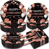 200Pcs Retirement Party Plates and Napkins Set Rose Gold Happy