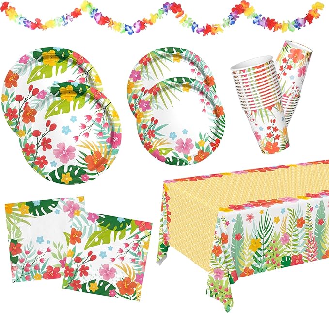 Tropical Luau Party Supplies Kit for 25 Aloha Hawaiian Party