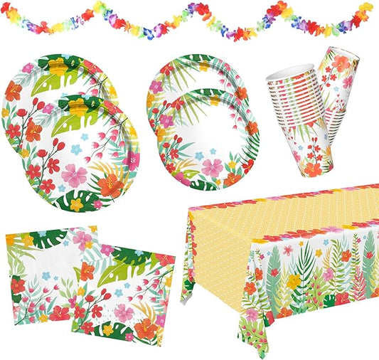 Tropical Luau Party Supplies Kit for 25 Aloha Hawaiian Party