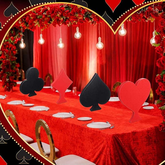 4 Pcs Casino Party Decoration 7.87 Inch Poker Table Signs Poker