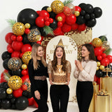 Red and Black Cheetah Print Balloons Arch Kit, Black Red Balloons