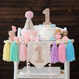 Baby First Birthday Party Decorations Macaron High Chair Banner