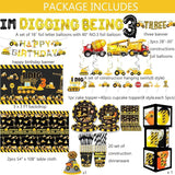 348 Pcs Construction 3rd Birthday Decorations Dump Truck Three Years