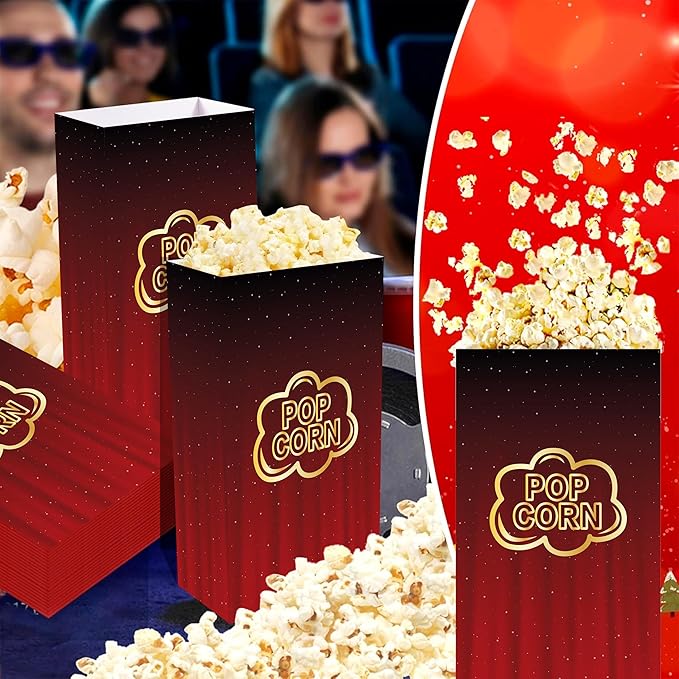 48PCS Classic Hollywood Movie Night Snack Box Set 24 Popcorn Boxes +