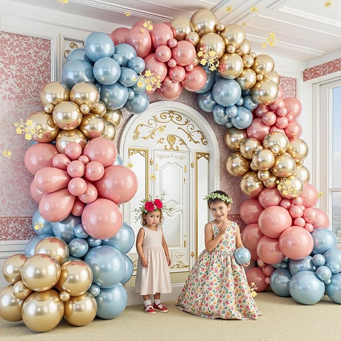 Gender Reveal Balloon Garland Arch Kit 412pcs Pink and Blue balloons