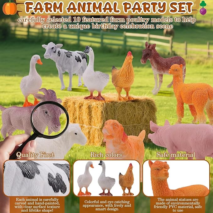 26 PCS Jungle Animal Birthday Party Decorations with Farm Animal